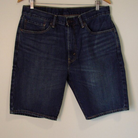 Levi's 505 Denim Jean Shorts Jorts Dark Wash Bermuda Size 34 - Picture 1 of 12